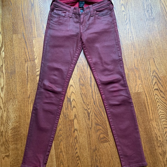 True Religion Skinny Coated Jeans, Dark Red, Size 27 - Picture 2 of 11